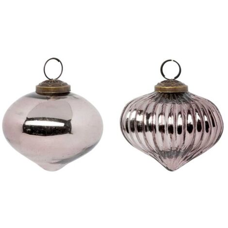 Paris Prix - Lot De 2 Boules De Noël En Verre goutte 8cm Marron (1/5)