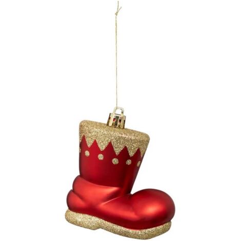 Suspension De Noël Lutin En Feutrine - Botte Rouge, Broderie Faite Main, Origine France