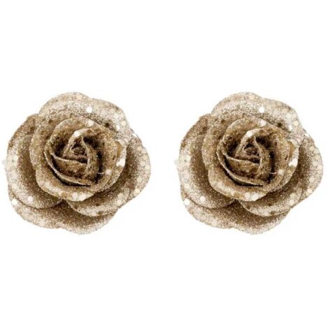 Paris Prix - Lot De 2 Sujets De Noël Pailletés roses 6cm Or (1/2)