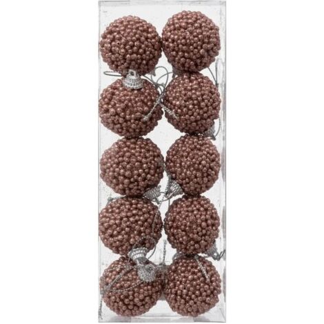 Paris Prix - Lot De 10 Boules De Noël petites Billes 4cm Rose (1/2)