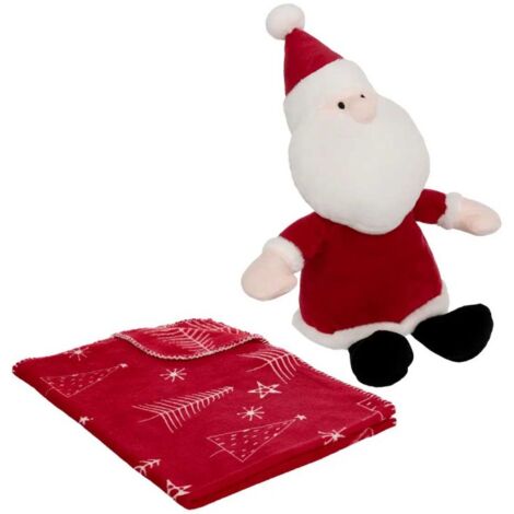 Paris Prix - Plaid Imprimé & Peluche père Noël 75x90cm Rouge (1/3)