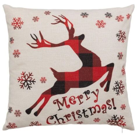 Paris Prix - Coussin Déco De Noël renne 40x40cm Beige (1/3)