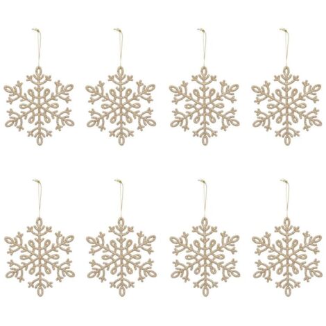 Paris Prix - Lot De 8 Sujets De Noël flocons 11cm Or (1/2)