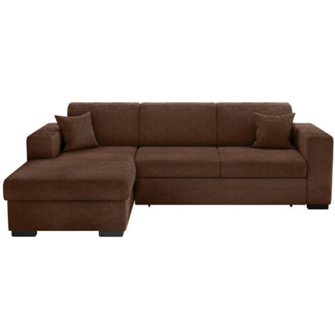 Canapé d'Angle Gauche Convertible "Harlan" 262cm Marron (1/5)