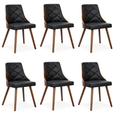 Lot de 6 Chaises Scandinave "Cargo" 79cm Noisette & Noir (1/5)