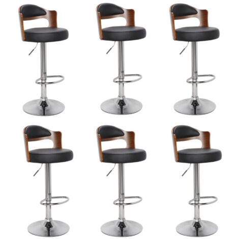 Lot de 6 Chaises de Bar "Wilson" 90-110cm Noir & Marron (1/5)