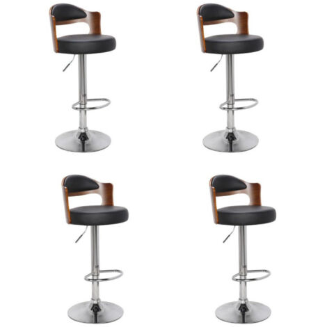 Lot de 4 Chaises de Bar "Wilson" 90-110cm Noir & Marron (1/5)