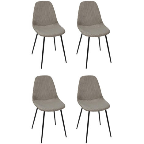 Lot de 4 Chaises Côtelé "Scott" 85cm Taupe (1/5)