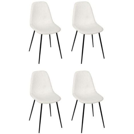 Lot de 4 Chaises Côtelé "Scott" 85cm Beige (1/5)