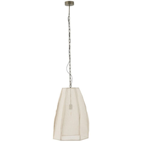 Lampe Suspension en Lin "Poire" 173cm Blanc (1/3)