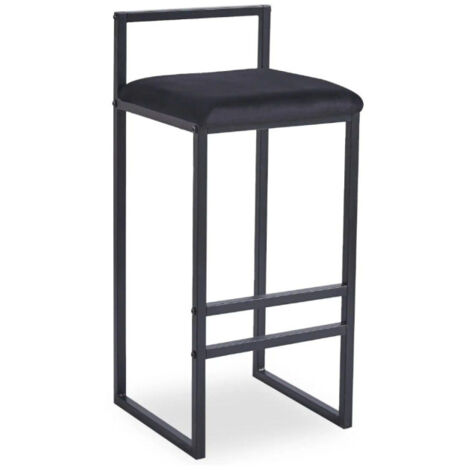 Tabouret de Bar Velours "Dakota" 80cm Noir (1/5)