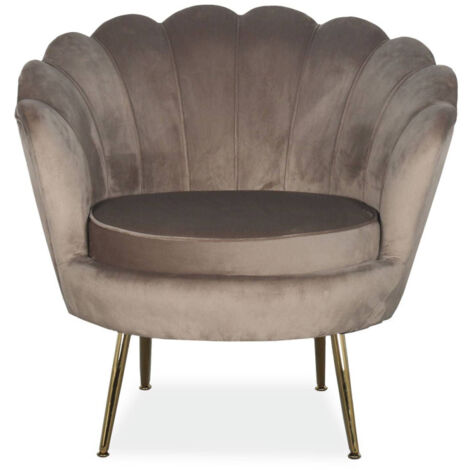 Fauteuil Design en Velours Reuben 75cm Taupe