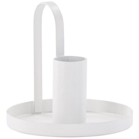 Bougeoir En Métal Blanc - Style Vintage - Occasion Bon état