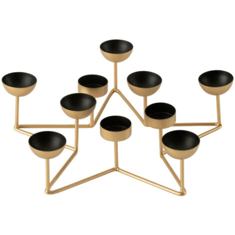 Bougeoir Design en Métal "Étoile" 35cm Noir & Or (1/2)