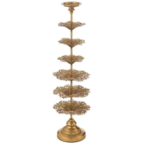 Bougeoir Déco en Métal "Arbre" 79cm Or (1/5)