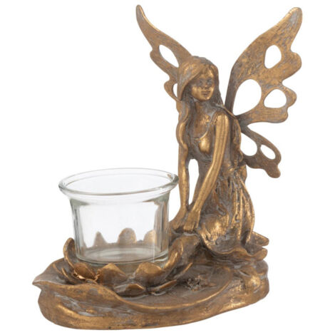 Bougeoir Déco en Métal "Vidia" 16cm Or (1/5)
