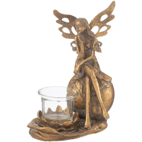Bougeoir Déco en Métal "Vidia" 20cm Or (1/4)
