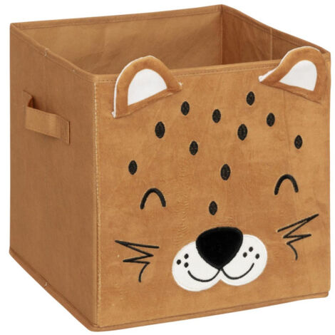 Boîte de Rangement Pliable "Léopard" 29x29cm Marron (1/5)