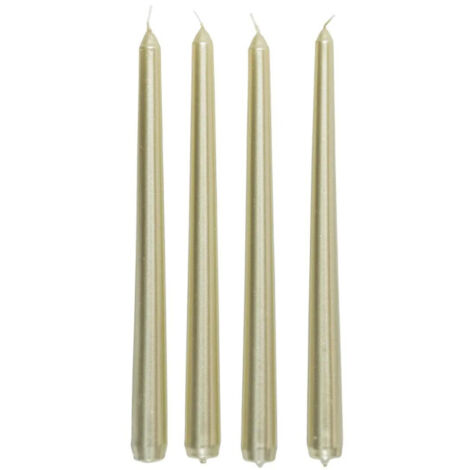 Lot de 4 Bougies Bâton "Satin" 25cm Or (1/3)