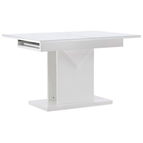 Table à Manger Extensible "Pluto" 120-160cm Blanc (1/5)