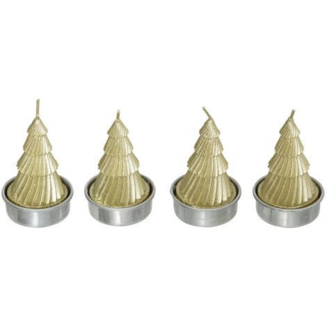 Lot de 4 Bougies Chauffe-Plat "Sapin" 6cm Or (1/2)