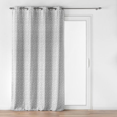 Rideau à Œillets Jacquard "Gallena" 140x260cm Gris (1/5)