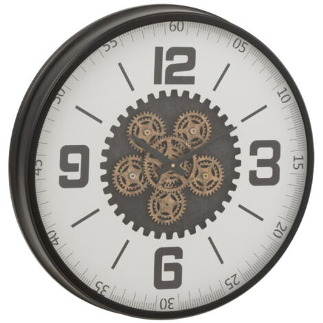Horloge Murale Engrenage "Frosted" 60cm Noir & Blanc (1/3)
