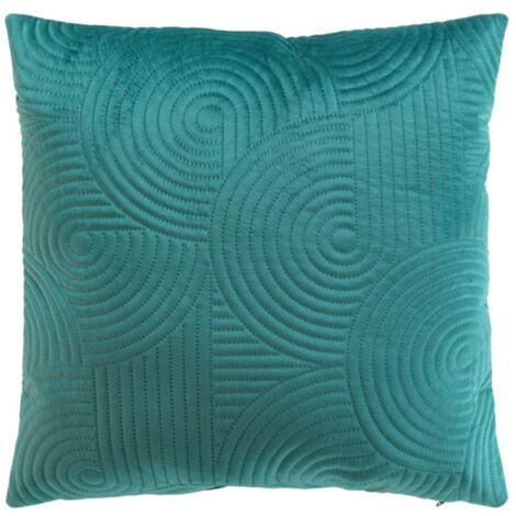Housse de Coussin en Velours "Circles" 40x40cm Bleu (1/5)