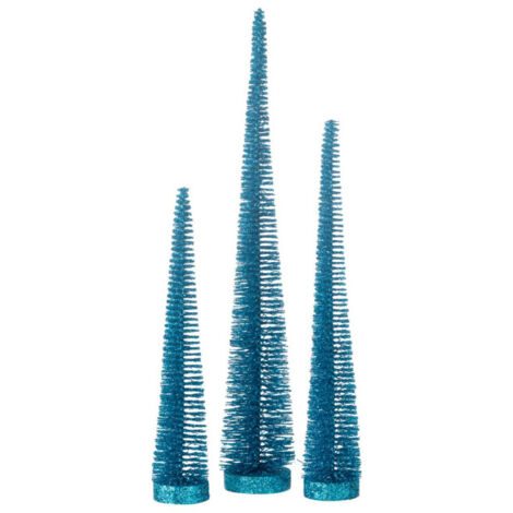 Lot de 3 Sapins de Noël Déco "Paillettes" 40cm Bleu (1/3)