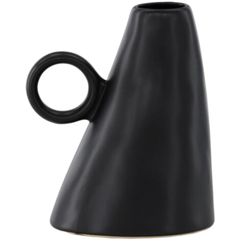 Vase Déco En Céramique Smokey Noir - Hauteur 47 Cm, Design Rond Et Élégant