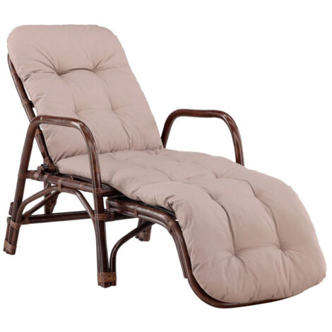 Chaise Longue en Rotin "Nella" 177cm Noyer (1/5)