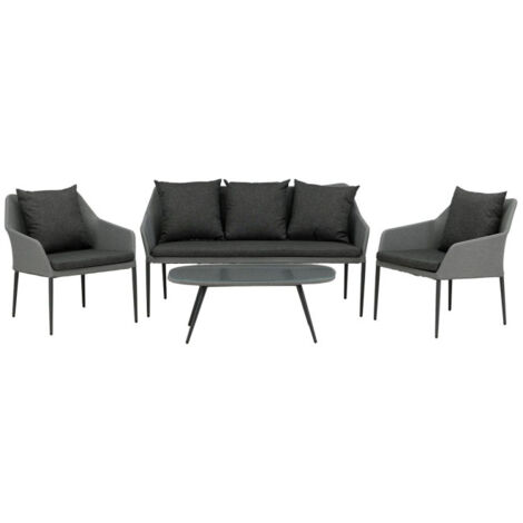 Salon de Jardin "Spoga" 151cm Gris & Noir (1/5)