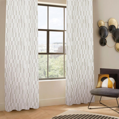 Rideau Jacquard à Œillets "Leyna" 140x260cm Beige Lin (1/3)