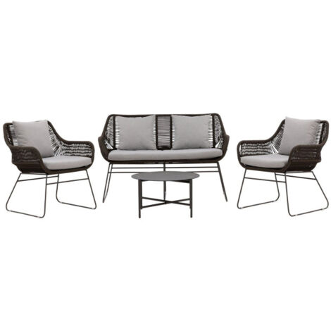 Salon de Jardin "Davao" 133cm Marron & Gris (1/5)