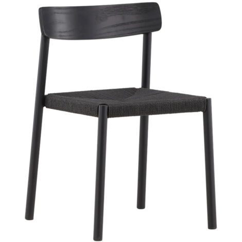 Chaise en Rotin "Malmon" 79cm Noir (1/5)