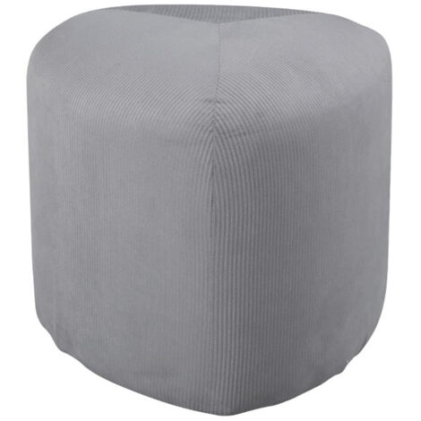 Pouf en Velours Côtelé "Peg" 46cm Gris (1/5)