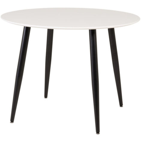 Table à Manger Ronde "Plaza" 100cm Blanc & Noir (1/2)