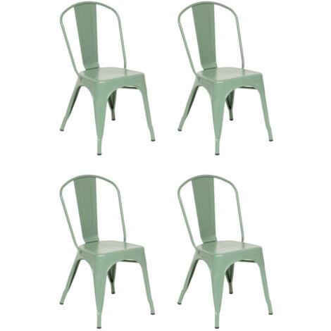Lot de 4 Chaises en Métal "Niko" 85cm Vert Olive (1/5)