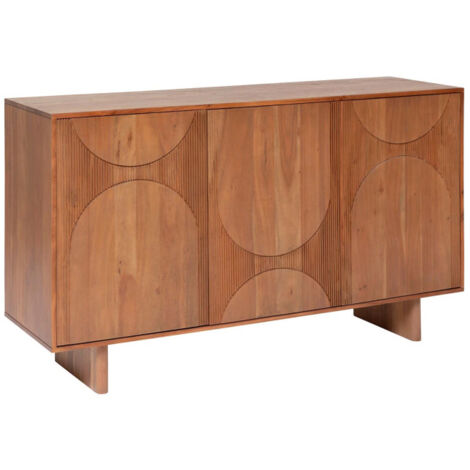 Buffet design blanc et métal doré 3 portes L160 cm OZEN
