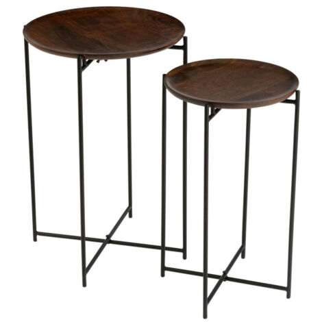Lot de 2 Tables d'Appoint "Randy" 56cm Marron (1/5)