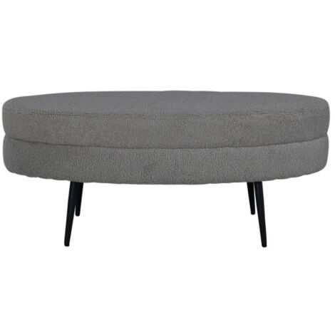 Pouf Coffre Rond En Tissu Bouclette Dunken - Grège 51cm - Paris Prix