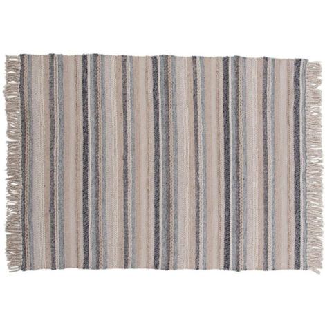 Tapis Déco en Laine "Gudha" 170x240cm Beige & Bleu (1/5)