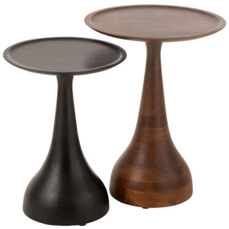 Lot de 2 Tables d'Appoint "Paro" 59cm Marron & Noir (1/5)