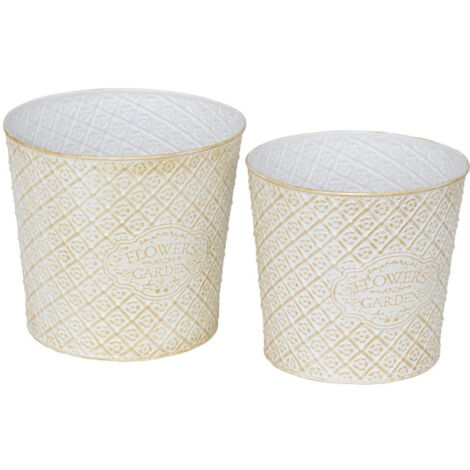 Lot de 2 Cache-Pots en Métal "Tino" 22cm Blanc