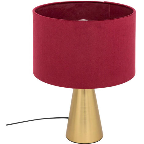 Lampe à Poser en Velours "Siana" 35cm Rouge Rubis (1/4)