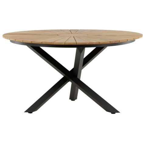 Table de Jardin Ronde "Mexico" 140cm Naturel & Noir (1/5)