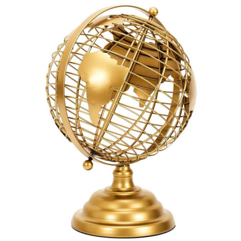 Globe Terrestre en Métal "Monde" 28cm Or (1/3)