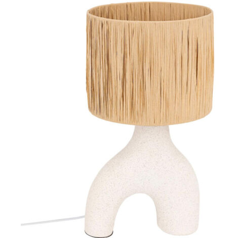 Lampe à Poser Design "Sania" 47cm Blanc & Naturel (1/4)