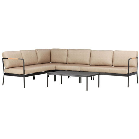 Salon d'Angle de Jardin "Pehnna" 280cm Noir & Beige (1/5)