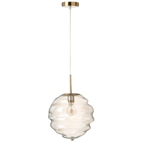 Lampe Suspension en Verre "Ruche" 34cm Cognac Clair (1/3)
